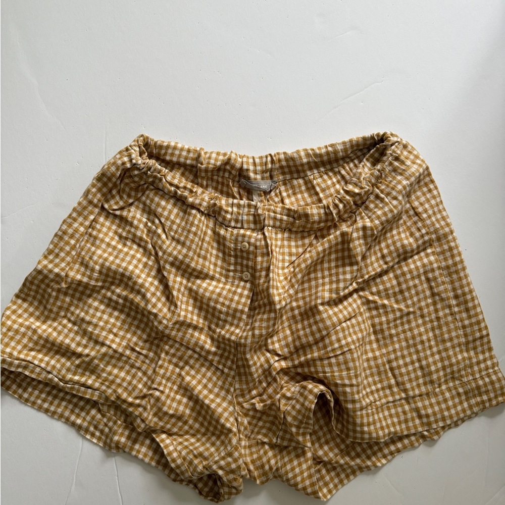 Gingham Tan Women's Shorts